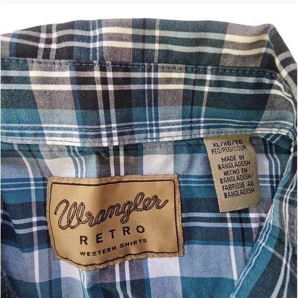 Wrangler Retro Premium XL Plaid Western Pearl Snap Shirt - Picture 5 of 8